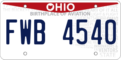 OH license plate FWB4540