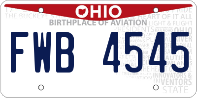 OH license plate FWB4545