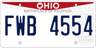 OH license plate FWB4554