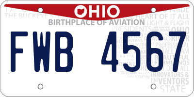 OH license plate FWB4567