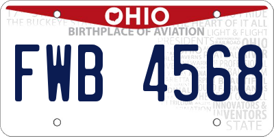 OH license plate FWB4568