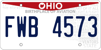 OH license plate FWB4573