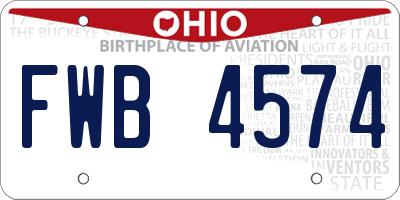 OH license plate FWB4574