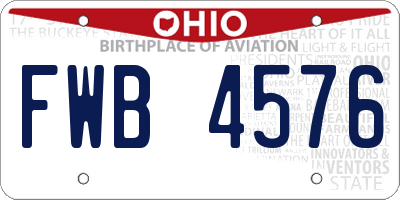 OH license plate FWB4576