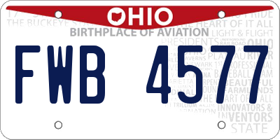 OH license plate FWB4577