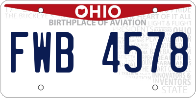 OH license plate FWB4578