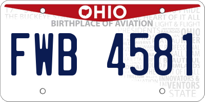 OH license plate FWB4581