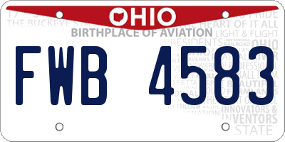 OH license plate FWB4583