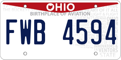 OH license plate FWB4594