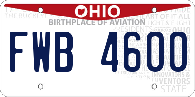 OH license plate FWB4600