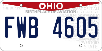 OH license plate FWB4605
