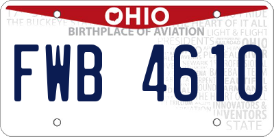 OH license plate FWB4610