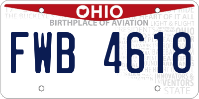 OH license plate FWB4618