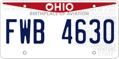 OH license plate FWB4630