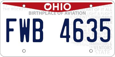 OH license plate FWB4635