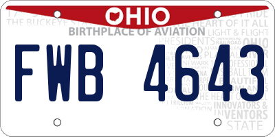 OH license plate FWB4643