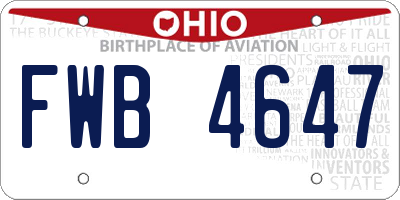 OH license plate FWB4647