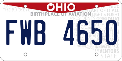 OH license plate FWB4650