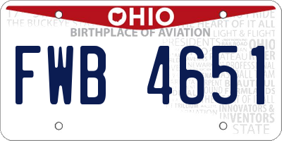 OH license plate FWB4651