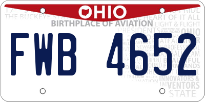 OH license plate FWB4652