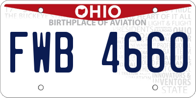 OH license plate FWB4660