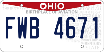 OH license plate FWB4671
