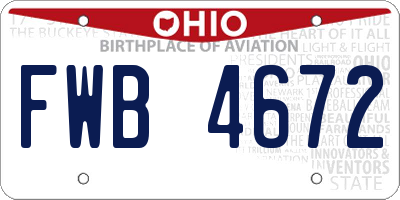 OH license plate FWB4672