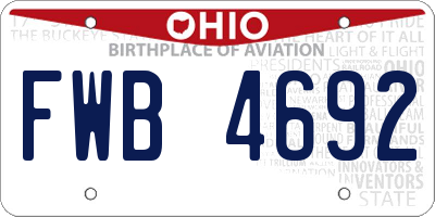 OH license plate FWB4692