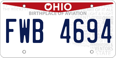 OH license plate FWB4694