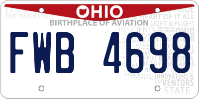 OH license plate FWB4698