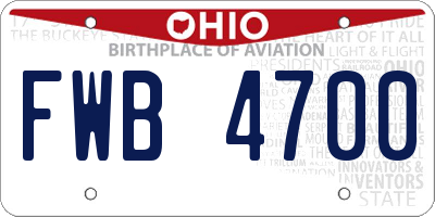 OH license plate FWB4700