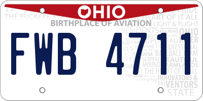 OH license plate FWB4711