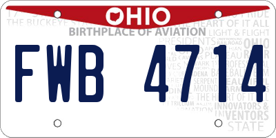OH license plate FWB4714