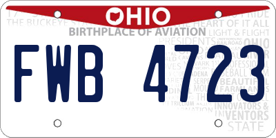 OH license plate FWB4723