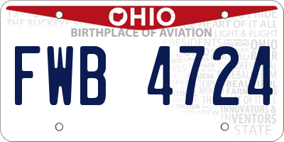 OH license plate FWB4724