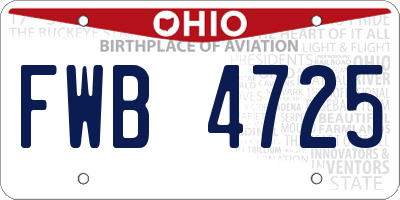 OH license plate FWB4725