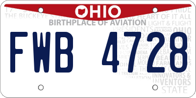 OH license plate FWB4728