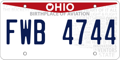 OH license plate FWB4744