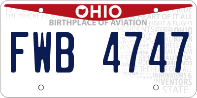 OH license plate FWB4747