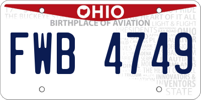 OH license plate FWB4749