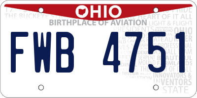 OH license plate FWB4751