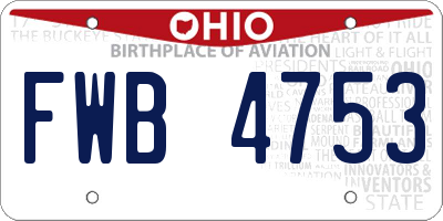 OH license plate FWB4753