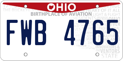 OH license plate FWB4765