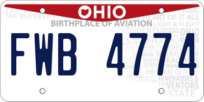 OH license plate FWB4774
