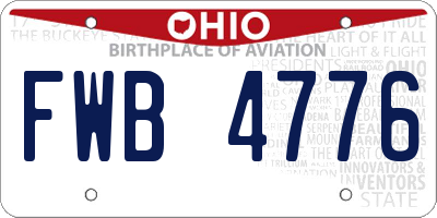 OH license plate FWB4776