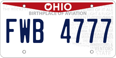 OH license plate FWB4777