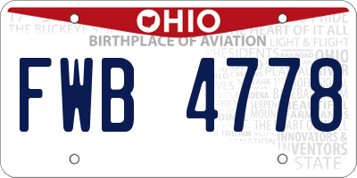 OH license plate FWB4778
