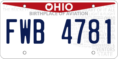 OH license plate FWB4781