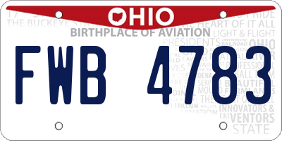 OH license plate FWB4783