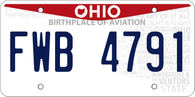 OH license plate FWB4791